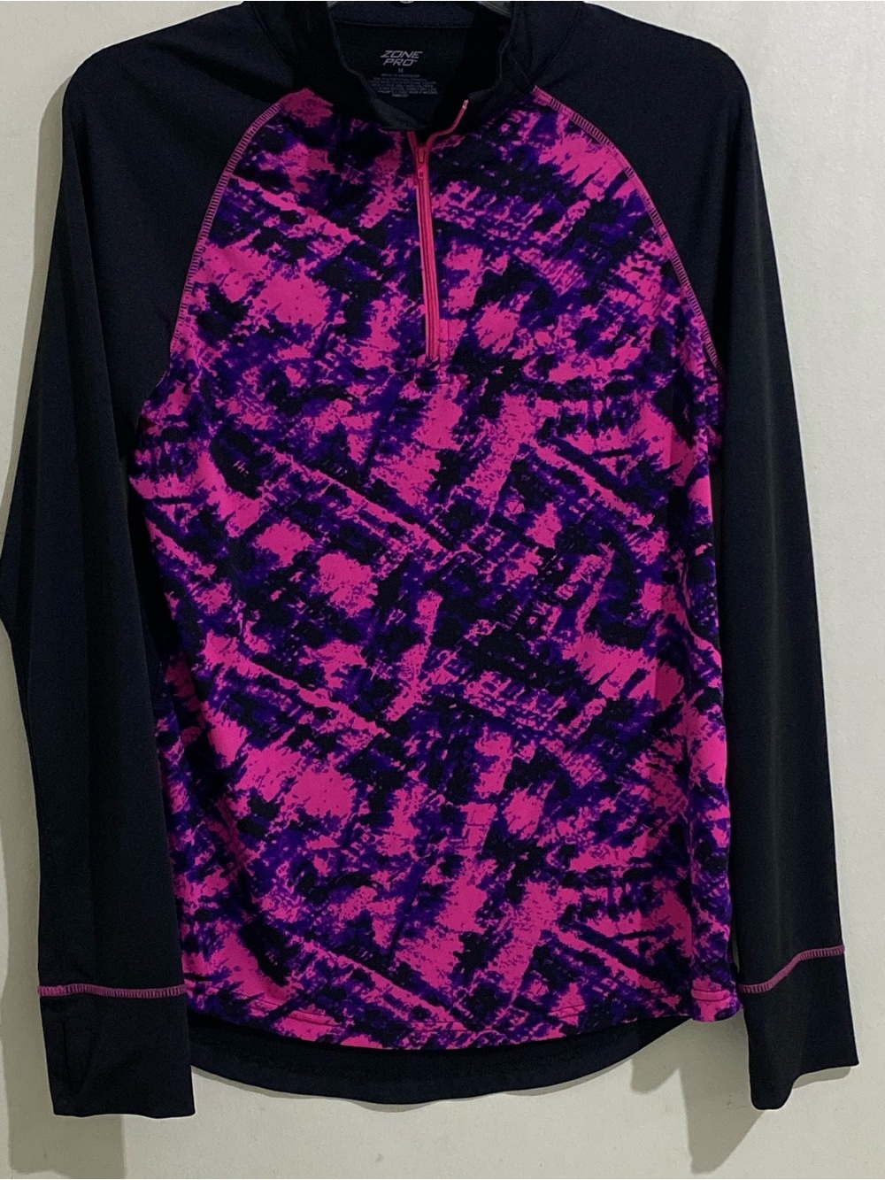 Zone Pro Women’s Pink & Black Quarter-Zip Active Athletic Lightweight Jacket